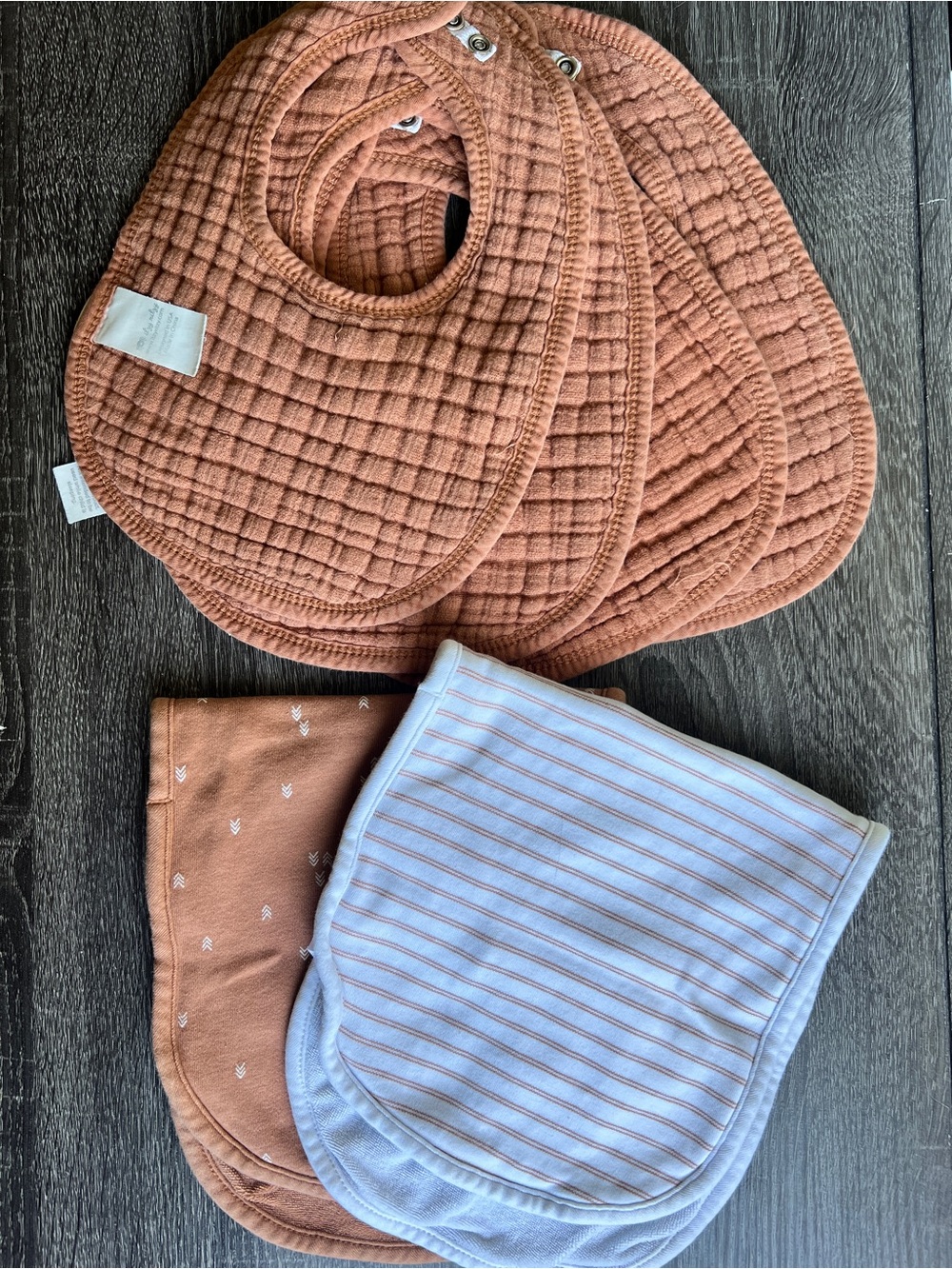 Itzy Ritzy Terracotta & White Striped Muslin Bib Set